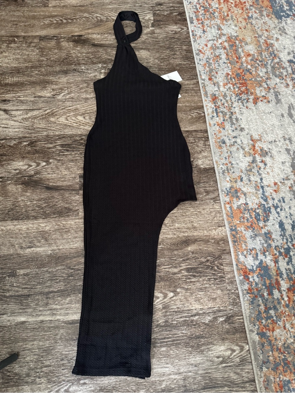 Asymmetrical One-Shoulder Black Women's Dress